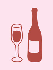 vector illustration hand drawn doodle wine and glass on delicate background