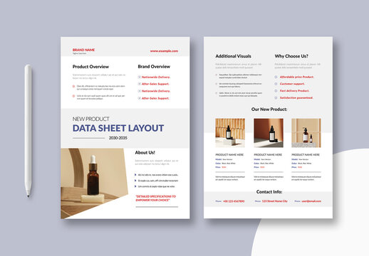 Product Data Sheet Template Layout