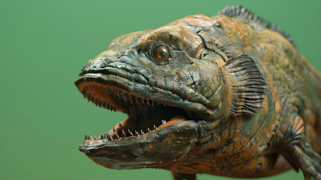 dunkleosteus prehistoric armored fish on green screen background