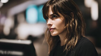 A person staring blankly at an inactive cash register - Powered by Adobe