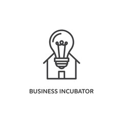 Vector art of a business incubator is represented by a house icon with a glowing