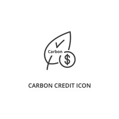 Vector art of a leaf icon with the word carbon and a dollar sign symbolizes the