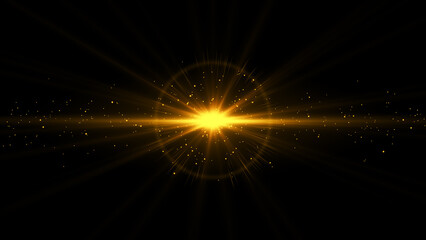 キラキラの金色の光の背景エフェクト画像