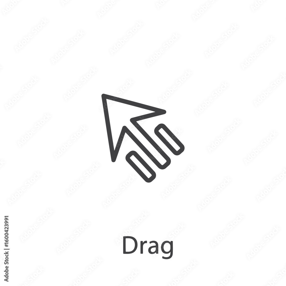 Poster vector art of a simple line art icon representing a drag and drop action with a cursor