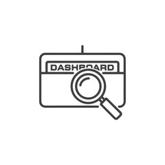 Vector art of a line art icon depicting a dashboard interface with the word