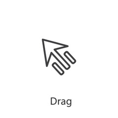 Vector art of a simple line art icon representing a drag and drop action with a cursor