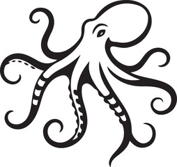 Octopus graphic stylized black and white design, Marine vector illustration art