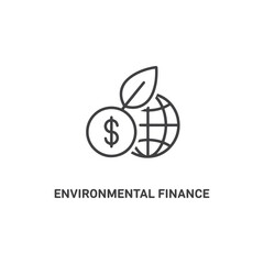 Vector art of a black and white line icon illustrating environmental finance