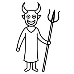 Devil pitchfork line art vector illustration