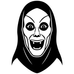 Scary face mask line art vector illustration