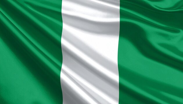 Nigerian flag with vertical green-white-green stripes symbolizing agriculture and peace
