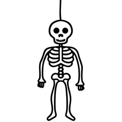 Hanging skeleton line art vector illustration 