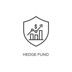 Vector art of a hedge fund is symbolized by a shield protecting a rising financial