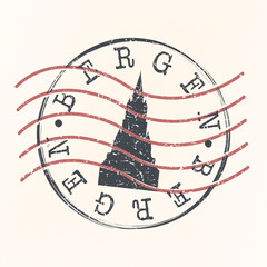 Bergen Norway Stamp Postal. Silhouette Seal. Passport Round Design. Vector Icon. Design Retro Travel. National Symbol.