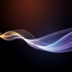 Golden purple wave of light particles abstract flowing