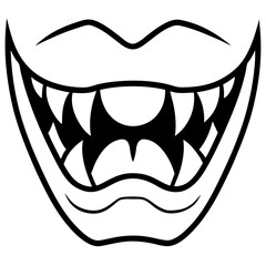Scary mouth line art vector illustration 