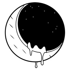 Blood moon line art vector illustration