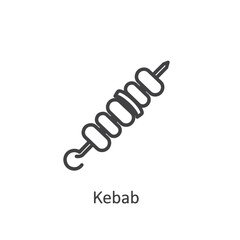 Vector art of a simple line drawing of a kebab on a skewer featuring pieces of meat