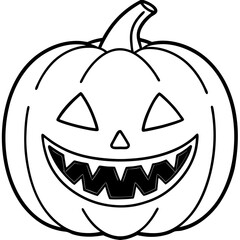 Scary pumpkin teeth line art vector illustration 