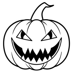 Scary pumpkin teeth line art vector illustration 