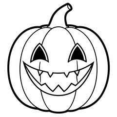 Scary pumpkin teeth line art vector illustration 