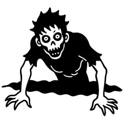 Fototapeta premium Zombie coming out line art vector illustration 