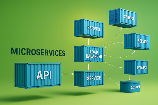 Modern Microservice Architecture Diagram with Interconnected Services for Software Development