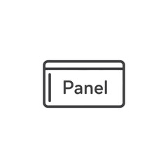 Vector art of an outline illustration shows a rectangular panel with the word
