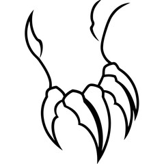 Monster claw line art vector illustration 