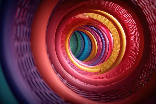 Fototapeta Colorful tunnel of concentric rings