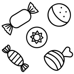 Candy pieces line art vector illustration 