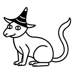 Witch's pet line art vector illustration 
