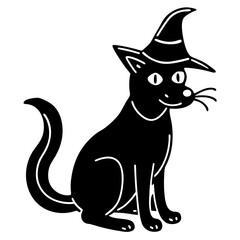 Witch's pet line art vector illustration 
