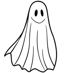 Ghost in sheet  line art vector illustration 
