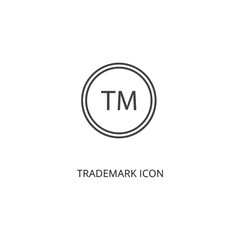 Vector art of a simple line art icon featuring the letters tm enclosed within a