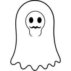 Ghost face in  fog line art vector illustration 