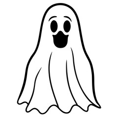 Ghost face in  fog line art vector illustration 