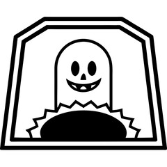 Spooky welcome mat line art vector illustration 