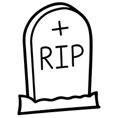 RIP tombstone line art vector illustration 