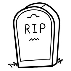 RIP tombstone line art vector illustration 