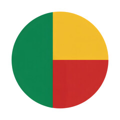Fototapeta premium Simple circle graphic divided into green, yellow, and red sections, minimalist design