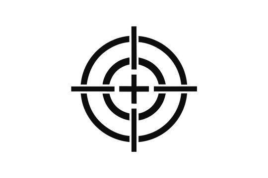Sleek black target icon, precise aim for strategic planning and marketing goals, originally a vector for scalable design, perfect for presentations and branding