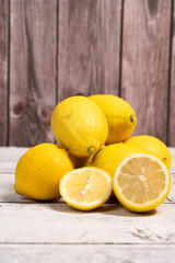 lemons on wooden table