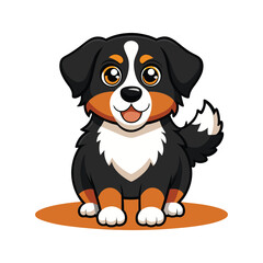 Adorable Bernese Mountain dog character with bright eyes puppy cartoon