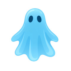 Light Blue Ghost Illustration with Transparent Background, Whimsical Design Element