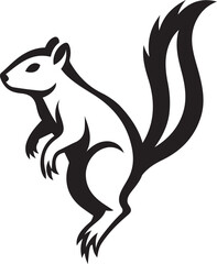 Naklejka premium Squirrel silhouette stylish black and white art, Forest animal graphic design
