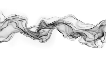 Abstract grey smoke swirls on white background. Ethereal, serene, dreamy fluid movement creates elegant, stylish, modern monochrome design. Subtle organic shapes for wallpaper, texture, art.