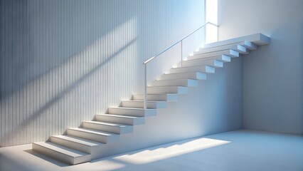 Modern white staircase with dramatic lighting