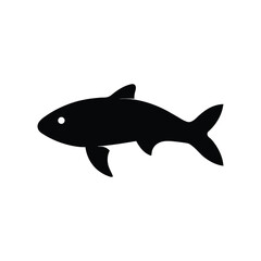 Fototapeta premium Simple black fish silhouette illustration on white background perfect for icons and symbols