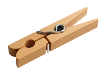 Wooden clothespin isolated on transparent background

